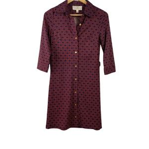 JB by Julie Brown geometrical patterns Geo print dress Sz Small Buttons